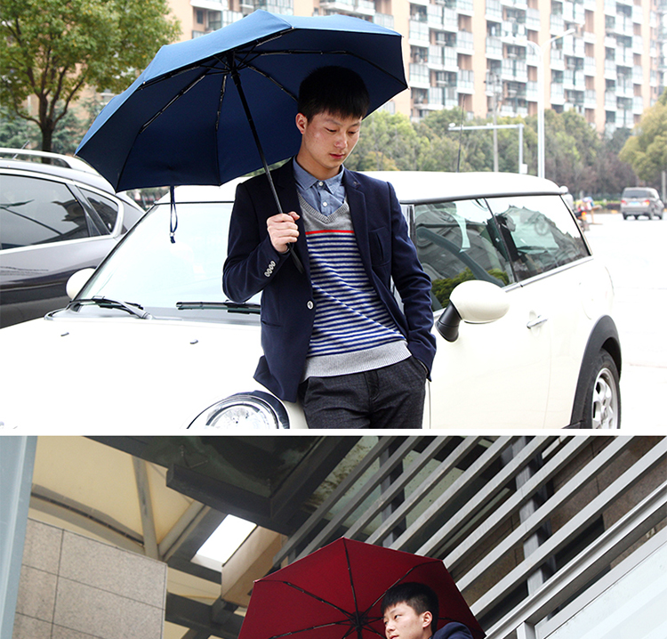 
                                        Fasola全自动晴雨伞 抗风男士商务伞三折伞情侣伞 枣红色                