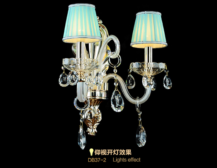 
                                        华艺灯饰 欧式奢华锌合金水晶灯 壁灯客厅卧室过道壁灯 DB37 壁灯 2头                