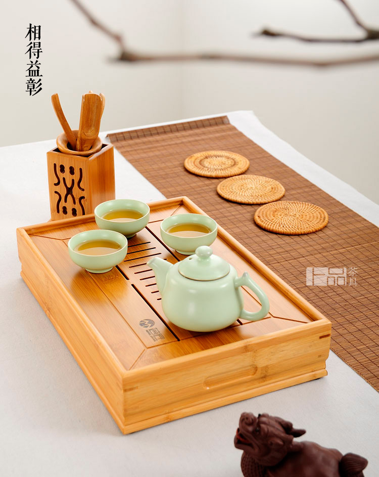 
                                        茗匠 小箱式储水茶盘 竹制茶盘  实木茶台茶海 功夫茶具 大中小号 大号40X28                