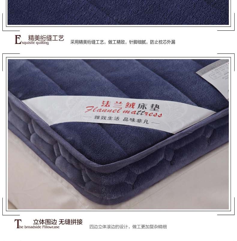 
                                        暖莎家纺 床垫单人双人立体加厚珊瑚绒法莱绒 学生宿舍床褥子 立体法莱绒浅兰 90cm*200cm                