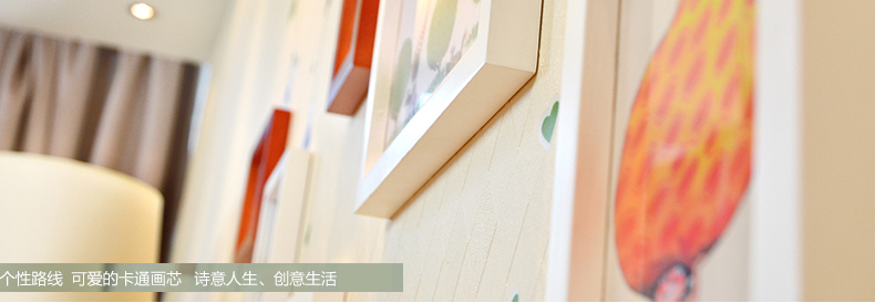 
                                        古笛 实木照片墙 清新小鸟墙贴钟表相框组合 相框墙相片墙HD-0143 白原几米抽象组合                