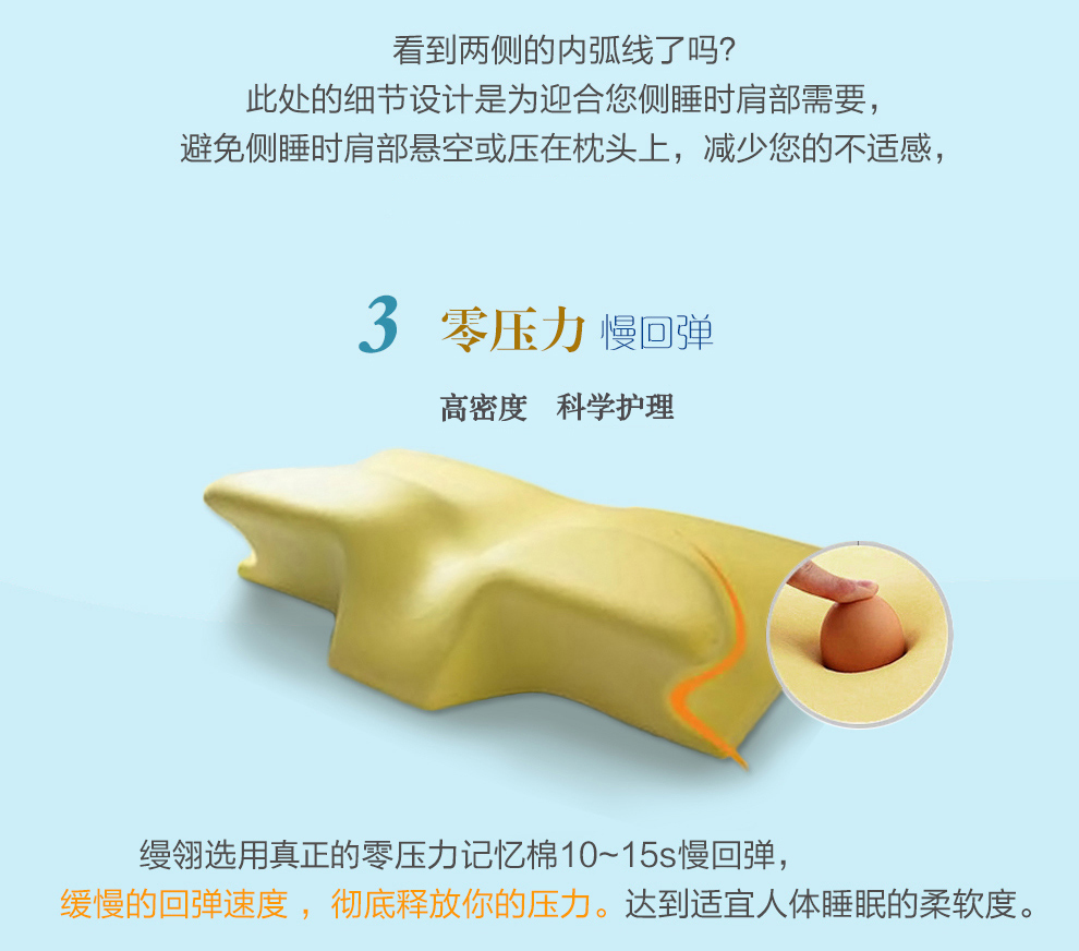 
                                        缦翎 牛角记忆枕头护颈颈椎枕头零压力慢回弹记忆枕头芯 零压力牛角-宝石蓝                