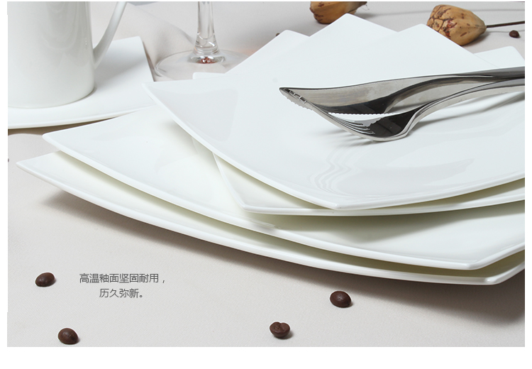 
                                        丝贝美瓷（seabird） 纯白创意餐具骨瓷异形方形海派西餐牛排盘子菜盘家用碗盘碟套装 10.5英寸海派平盘1只                