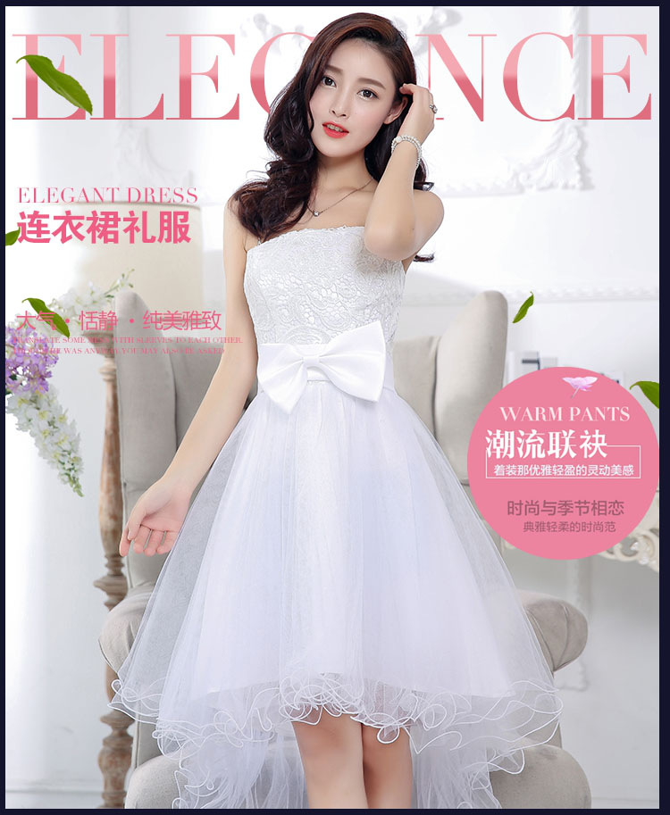 翠美2015秋冬欧美风性感仙女蕾丝绑带抹胸网纱燕尾蓬蓬裙前短后长