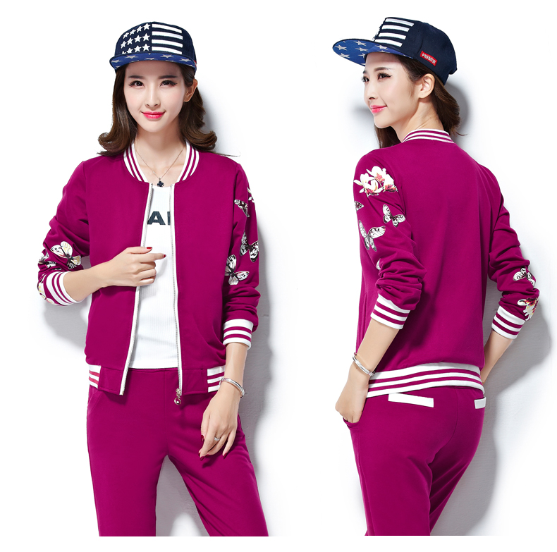 淘琳2015秋季新款休闲套装女长袖运动服三件套修身卫衣休闲外套 宝蓝色 XXXXL