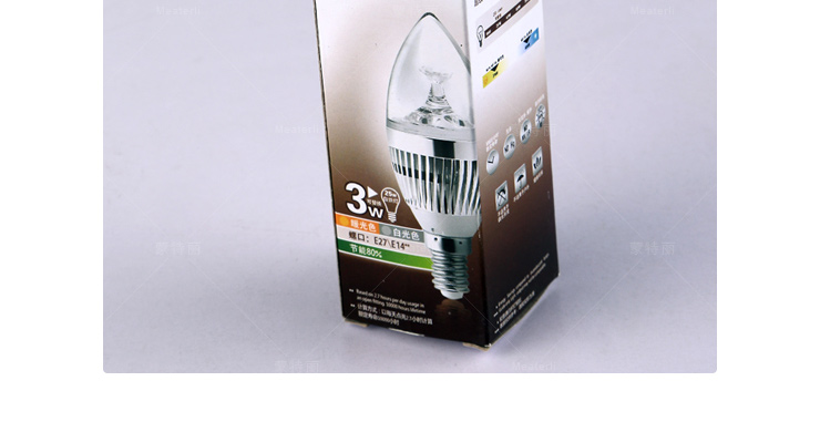 蒙特丽省电王 4支装LED尖灯泡3w E14小口 白光