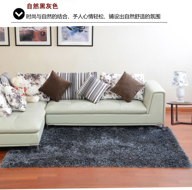 港龙地毯 现在简约客厅地毯 韩国弹力丝加厚加密长毛地毯 浅驼 140cm*200cm