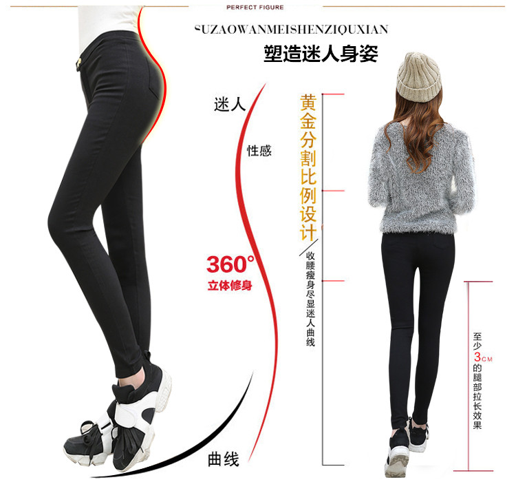 
                                        麦卡欧蒂2017春新款女装高腰小脚长裤大码弹力外穿加绒加厚打底裤女1010 纯雪花 薄款2XL                