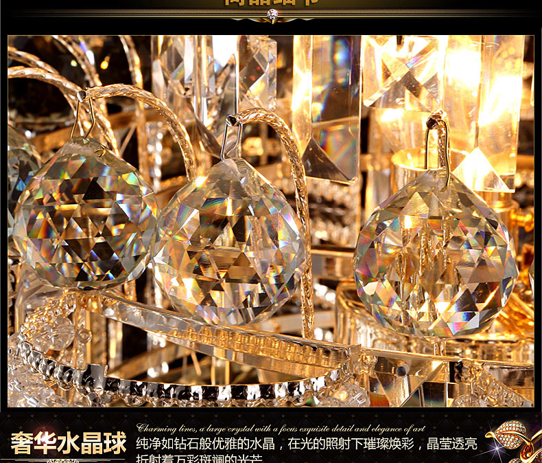 格灯堡欧式水晶吊灯楼梯灯 大吊灯复式楼梯酒店工程水晶吊灯9337 四层70*220+黄led灯泡