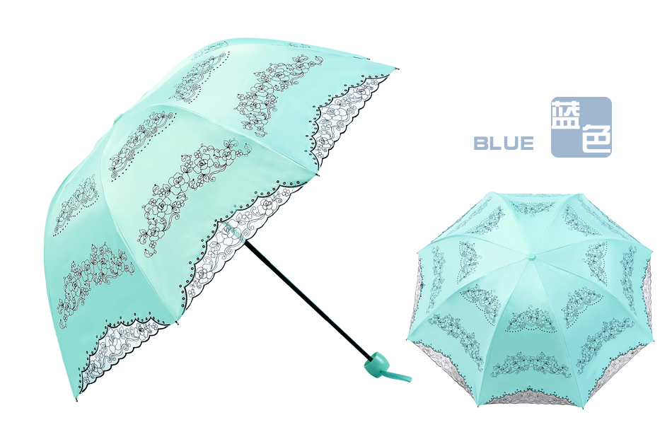 上海故事遮阳伞雨伞女款黑胶太阳伞超强防紫外线晴雨伞278001 278001蓝色