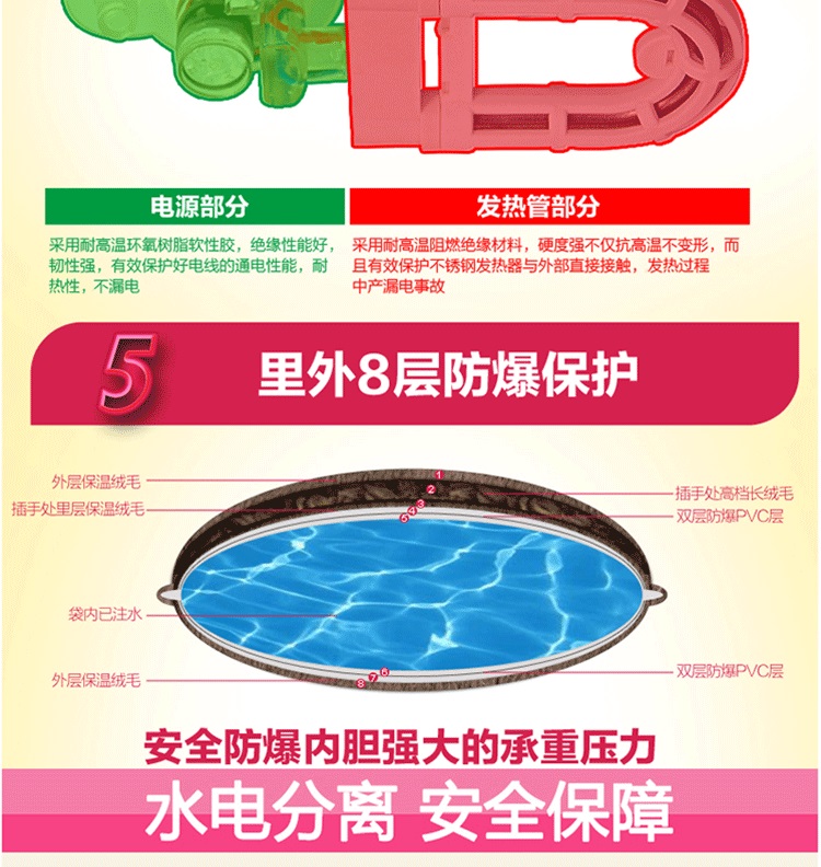 迪胜新款大象卡通防爆充电热水袋注水充水可爱毛绒暖手宝电热宝暖水袋 咖啡色