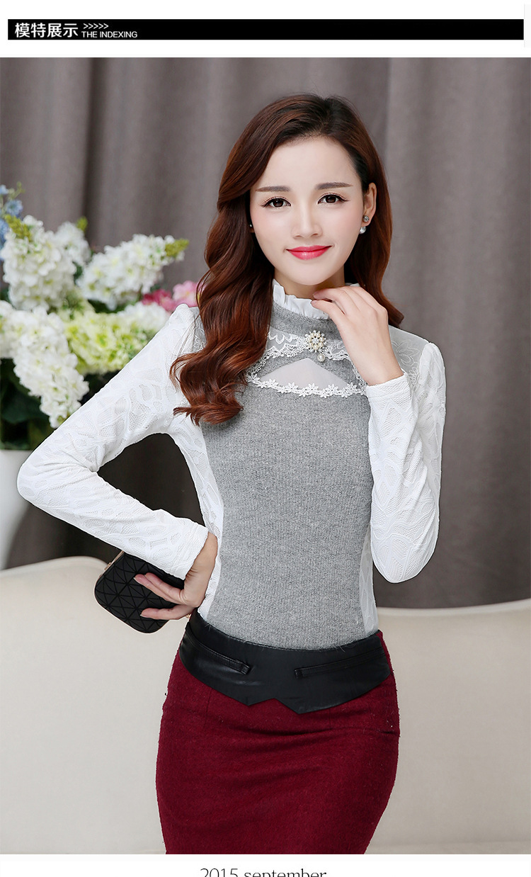 檬伊 2015秋装新款大码韩版女装兔毛打底衫 图片色 2XL
