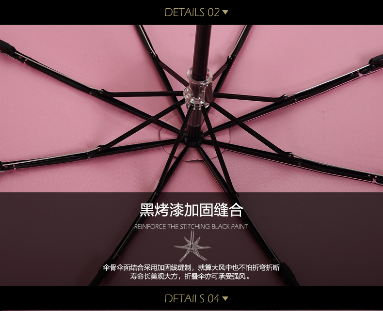 Fadmaxs太阳伞防紫外线遮阳伞女晴雨伞防晒小黑伞 米白色