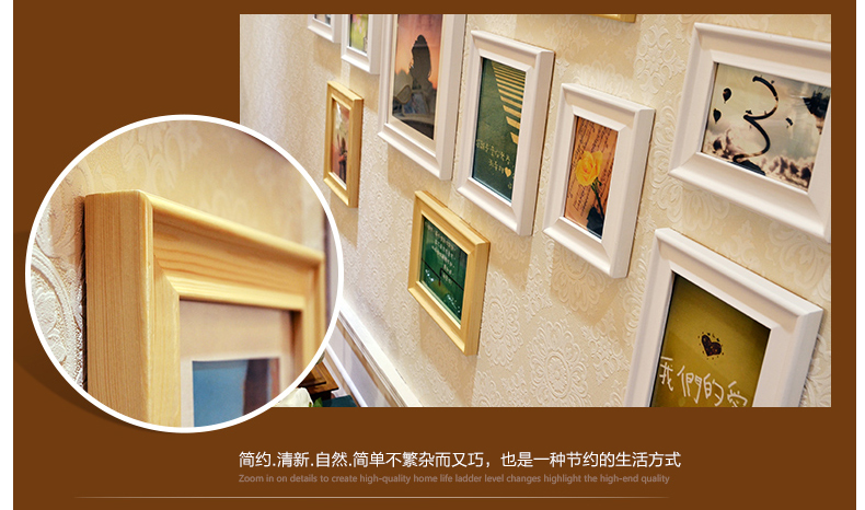 
                                        梓晨实木照片墙 相框墙 客厅欧式 相片墙创意相框画框组合 地中海 白原蓝红(送欧式画芯)                