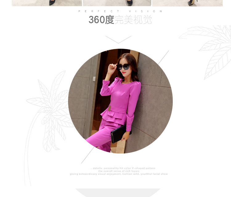 莎德妮 2015新款秋装时尚休闲套装女名媛长袖韩版修身显瘦两件套套裤潮休闲职业装长袖上衣 红色 M