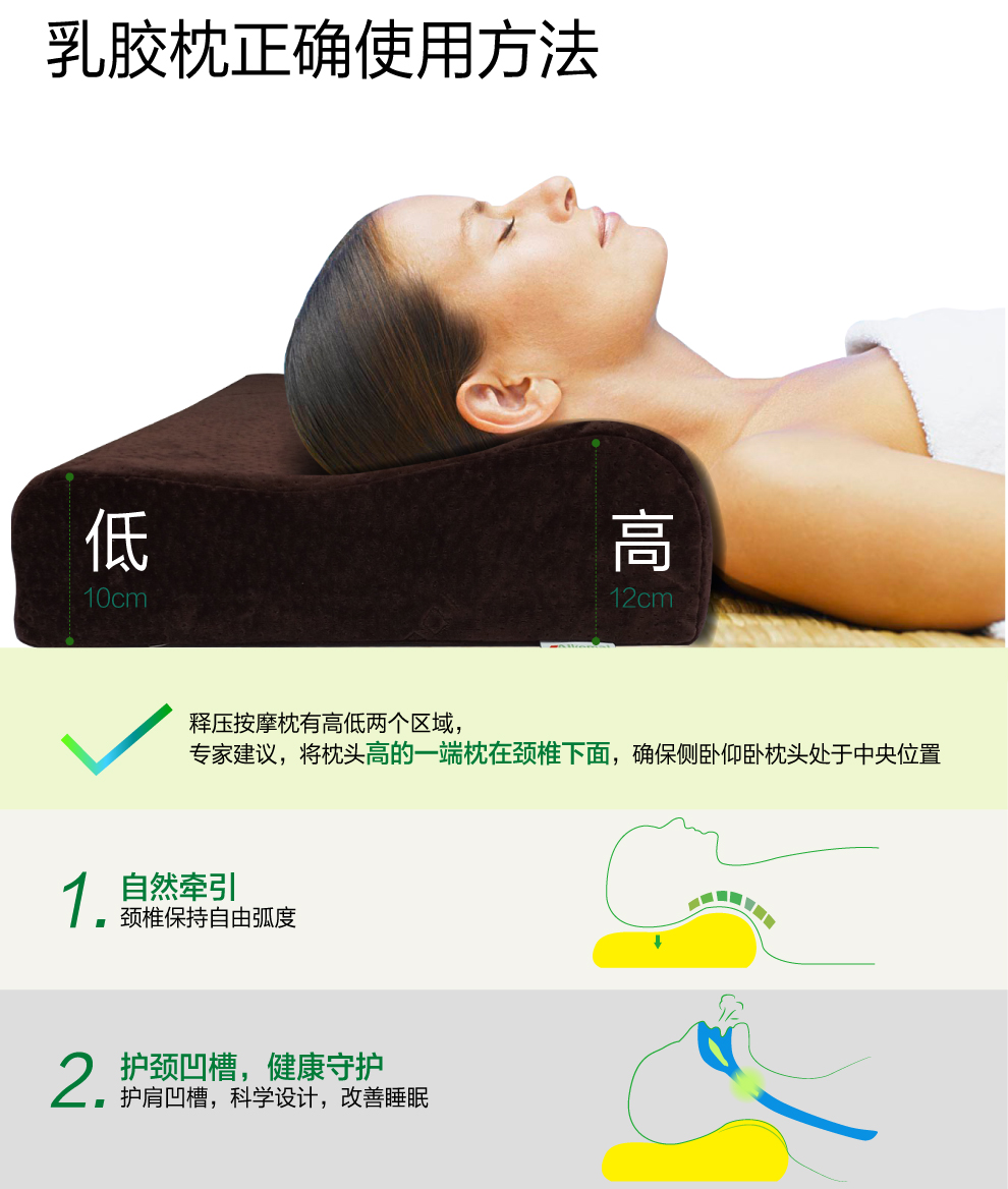 
                                        艾可麦 乳胶枕头颈椎枕护颈枕天然枕芯 白色 标准密度50D                