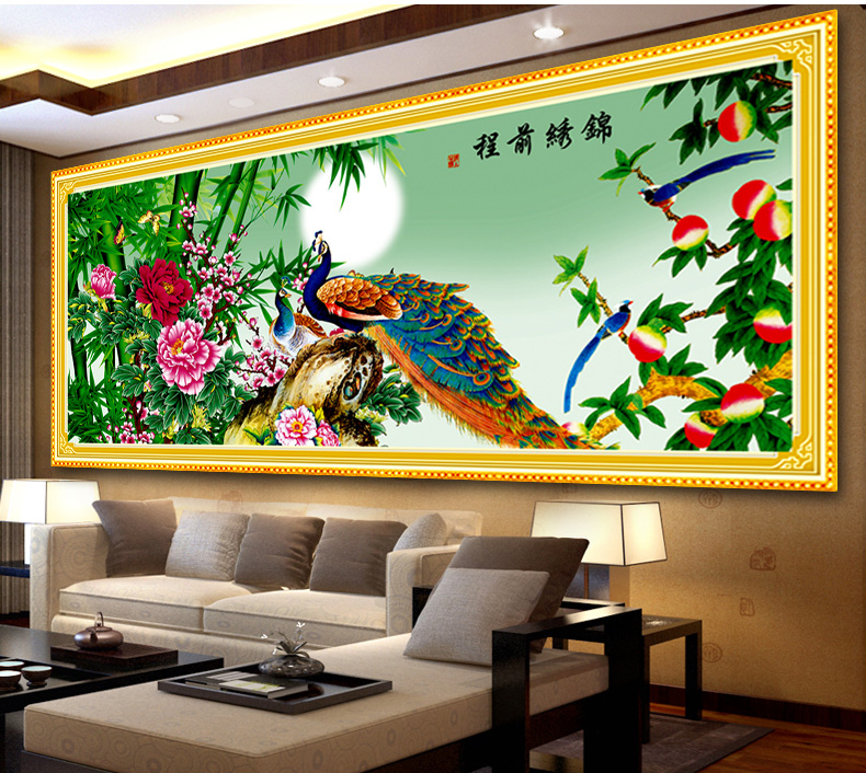 A KS钻石十字绣孔雀满钻5D钻石画钻石绣贴钻画花开富贵牡丹锦绣前程十字绣新款大画客厅点钻 Z123(MK1073) 长1.91米*宽0.80米
