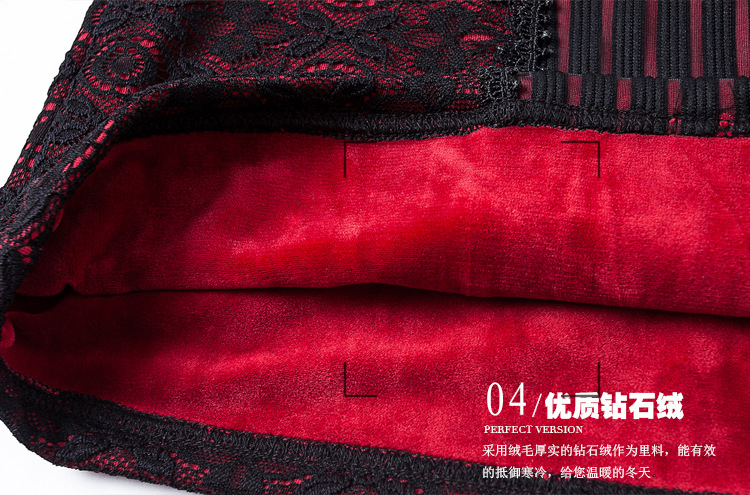 雪舟绮  2015秋冬新款女装雪纺衫大码上衣加绒加厚蕾丝衫女长袖打底衫A8806 黑色 M