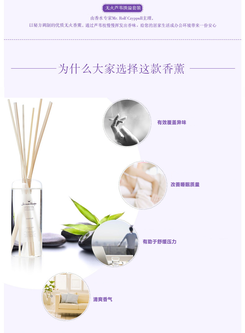 
                                        美国贺曼香薰精油 藤条香薰精油套装 清新淡雅温和卧室香氛精油含玻璃瓶天然青竹香薰精油套装 300ML                