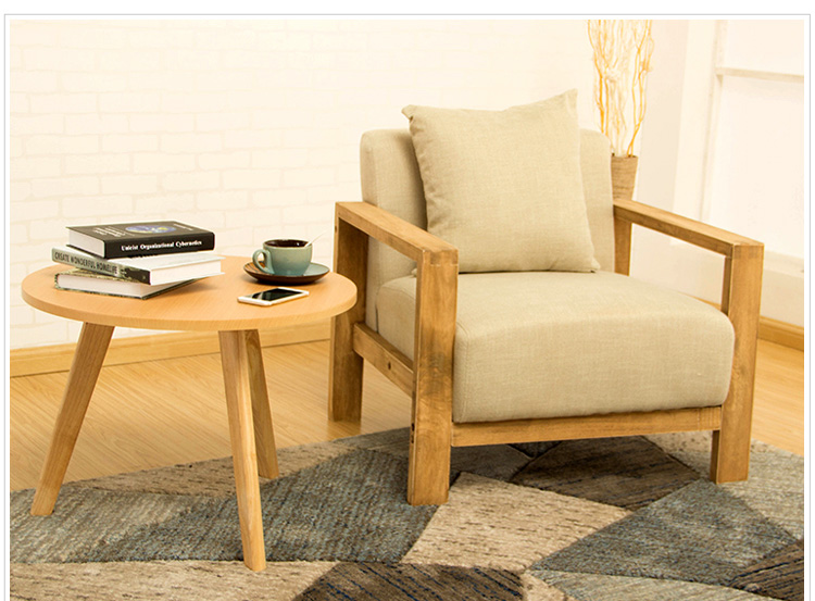 布艺单人沙发双人沙发椅三人小户型创意实木小沙发椅客厅日式 浅灰色