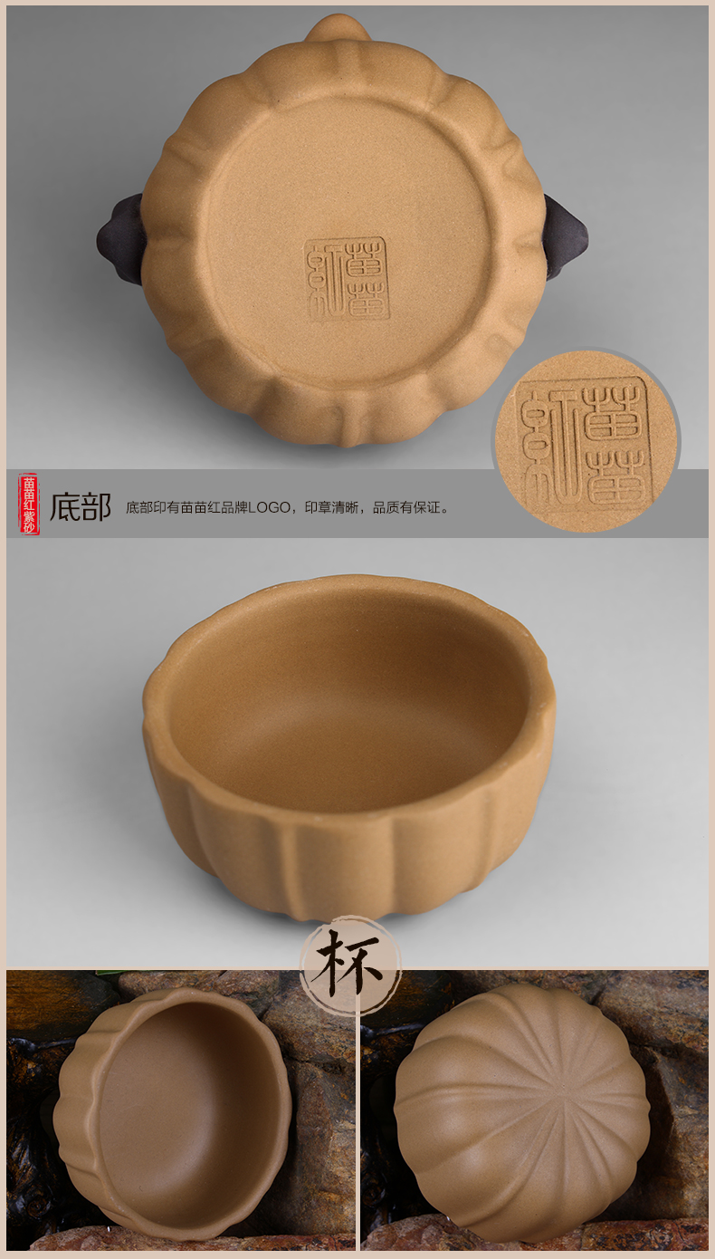 
                                        苗苗红 宜兴 紫砂茶杯 快客杯 一壶一杯 单人茶壶 手抓壶 旅行便携 功夫茶具 HT Y 款11紫砂陶青云                
