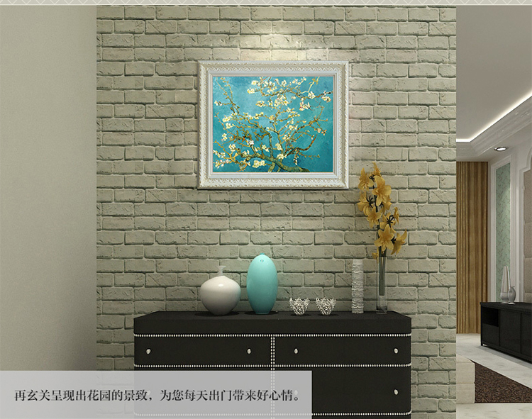 
                                        橙舍 欧式玄关装饰画 现代餐厅油画 有框卧室挂画版画 梵高油画 杏花 沙发背景墙装饰画 雅韵铜金 装框高64*宽75                