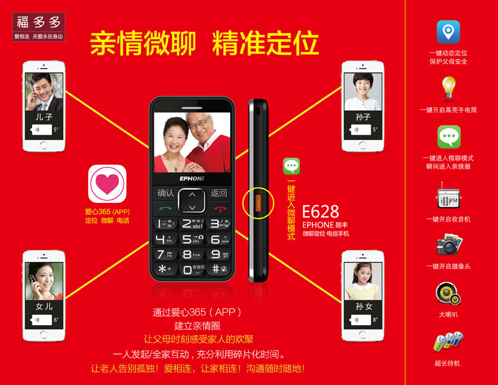 
                                        易丰（Ephone）E81 电信版CDMA 2G 翻盖老人手机 紫 色                