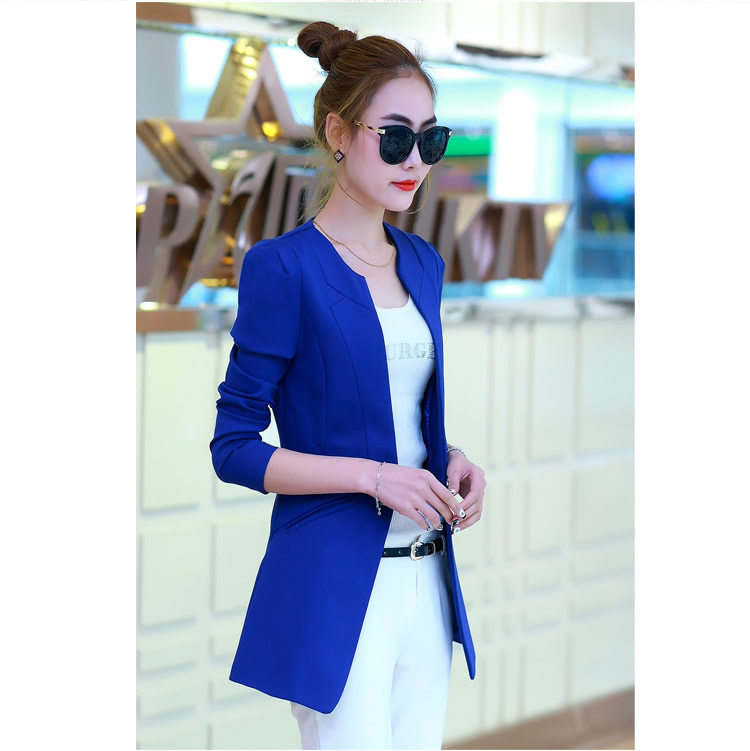 
                                        伊蔓朵2016春秋装新款韩版修身小西装职业休闲西服外套E1503 橘红 S                