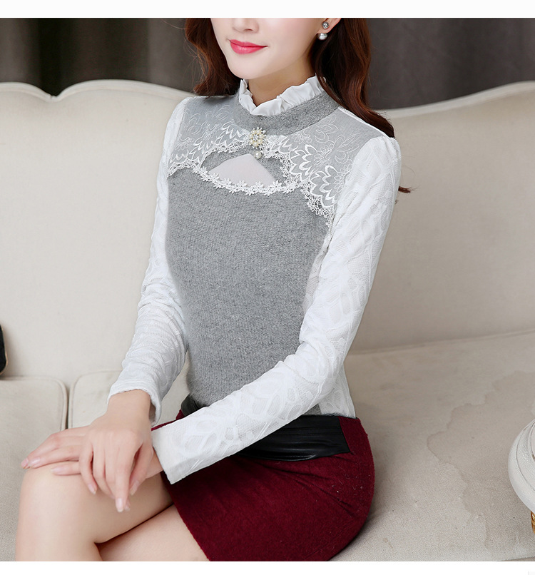 檬伊 2015秋装新款大码韩版女装兔毛打底衫 图片色 2XL