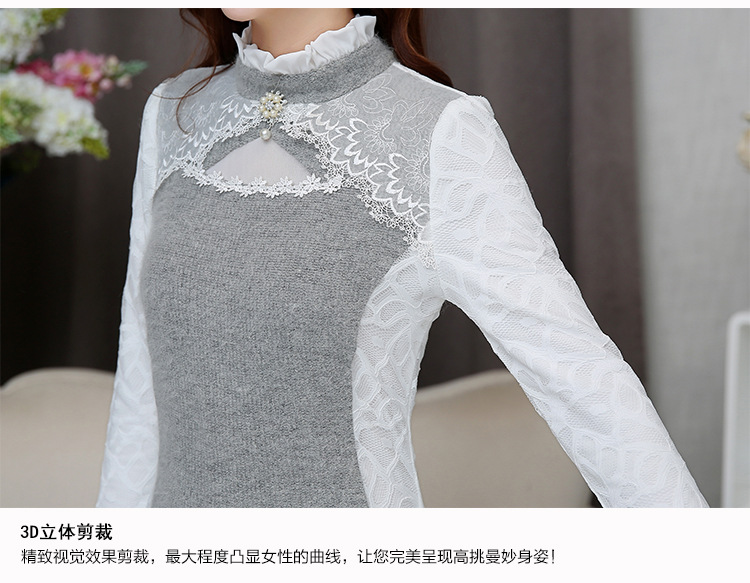 檬伊 2015秋装新款大码韩版女装兔毛打底衫 图片色 2XL