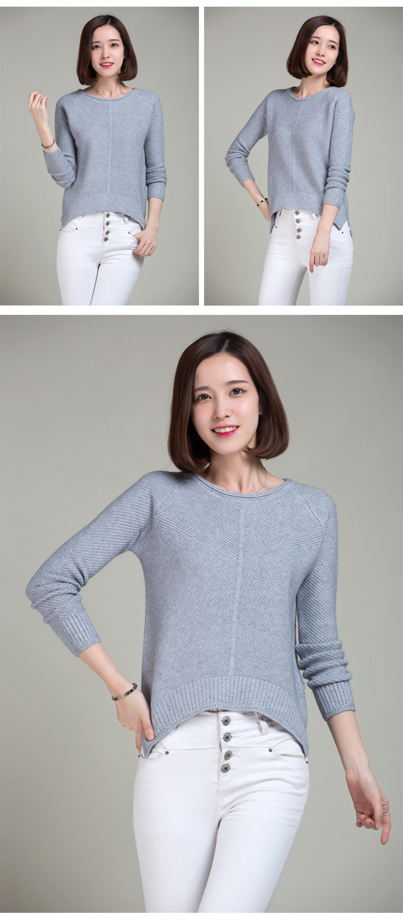 
                                        艾琦妮2015韩版秋装长袖圆领打底针织衫女毛衣 2227 绿 色 XL                