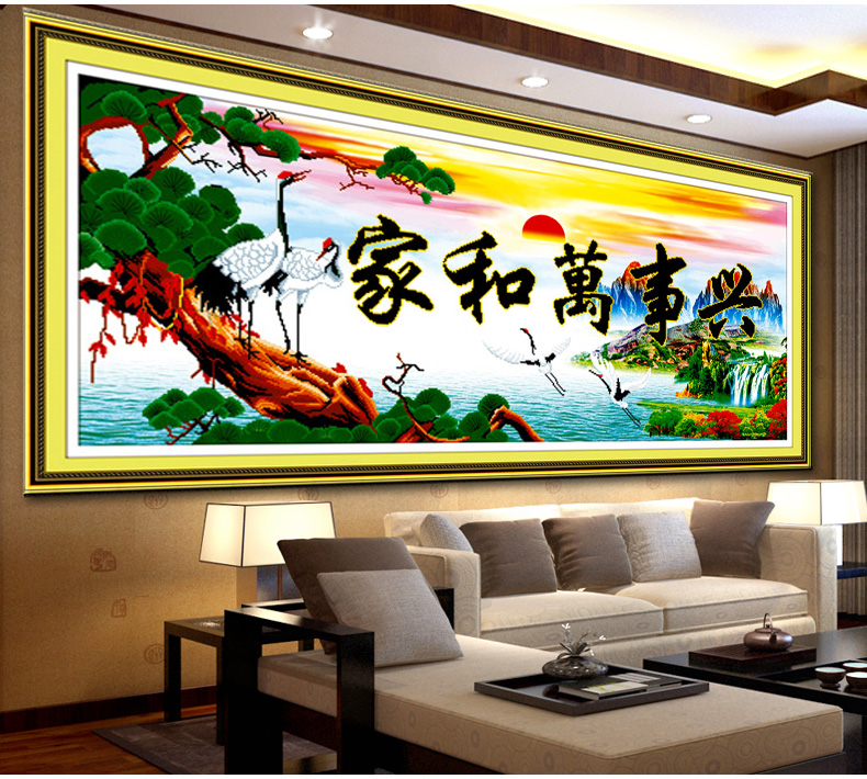 蒙娜丽莎点钻十字绣5D钻石画家和万事兴鹤寿延年钻石绣贴钻画砖石秀水钻画新款大幅客厅砖石绣钻 Z259(MK1214) 长1.35米*宽0.55米