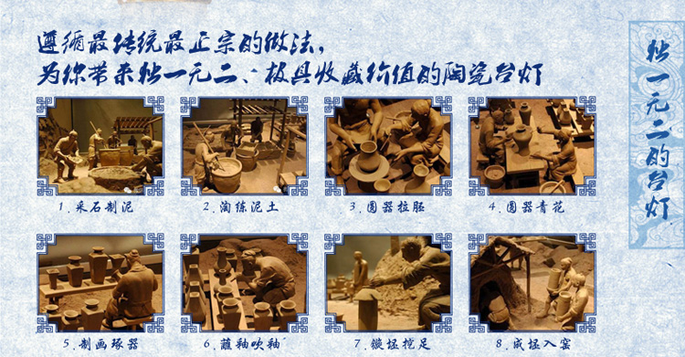中式陶瓷台灯卧室床头灯 美式客厅台灯 手绘写意画婚庆装饰台灯 笑口常开
