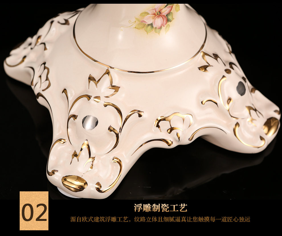 
                                        铂爵皇瓷 欧式高档描金陶瓷花瓶花器摆件家居客厅装饰品奢华复古                