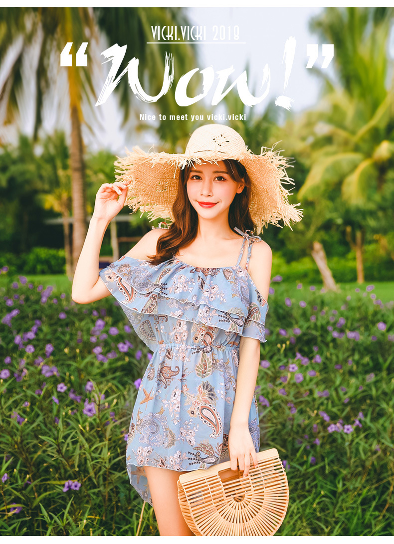 vicki·vicki 2018新款泳衣女聚拢钢托遮肚显瘦比基尼分体三件套防晒