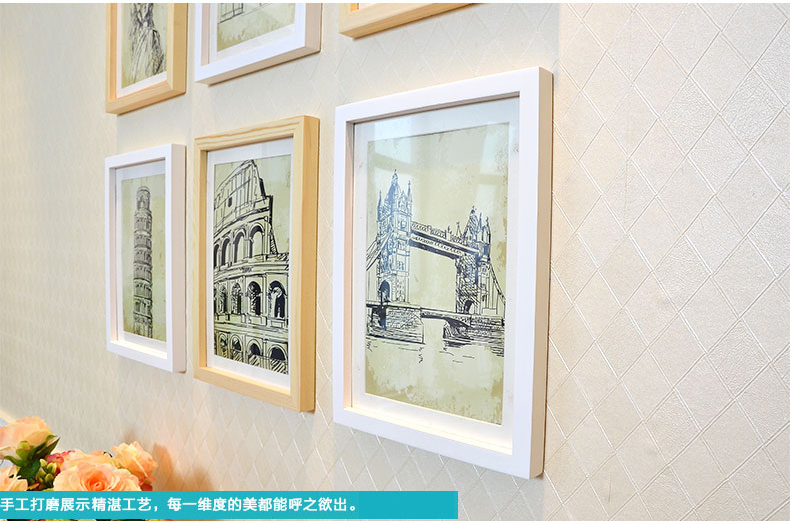 
                                        梓晨 实木照片墙 相框 实木 客厅宜家墙面装饰画相片墙 相框创意组合HD-136 黑色                