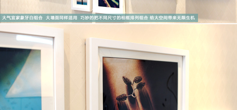 
                                        梓晨 实木照片墙 适合大气客厅 大尺寸相框创意组合相片墙HD-1621 白色送主图画芯                