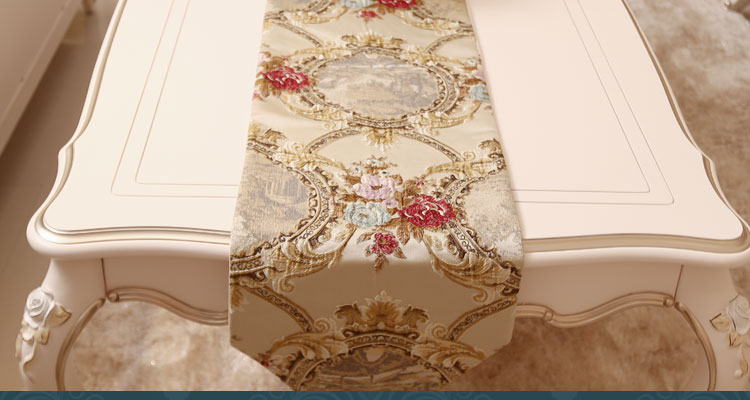 
                                        yongtongsilk 欧式桌旗现代简约餐桌布柜子盖布 繁花似锦 黄色 31*210cm桌旗                