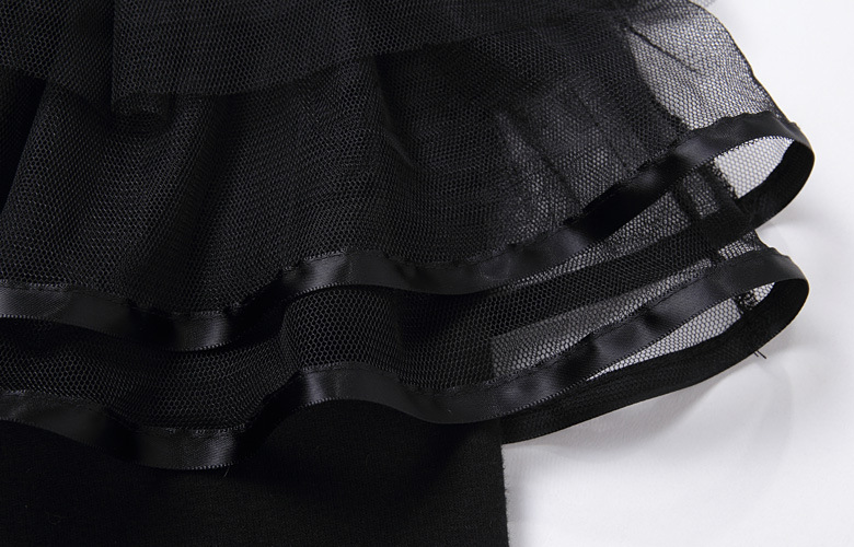 蜜诺依  2015秋季新款女装加绒加厚假两件网纱裙裤Q1398 黑色 XXL