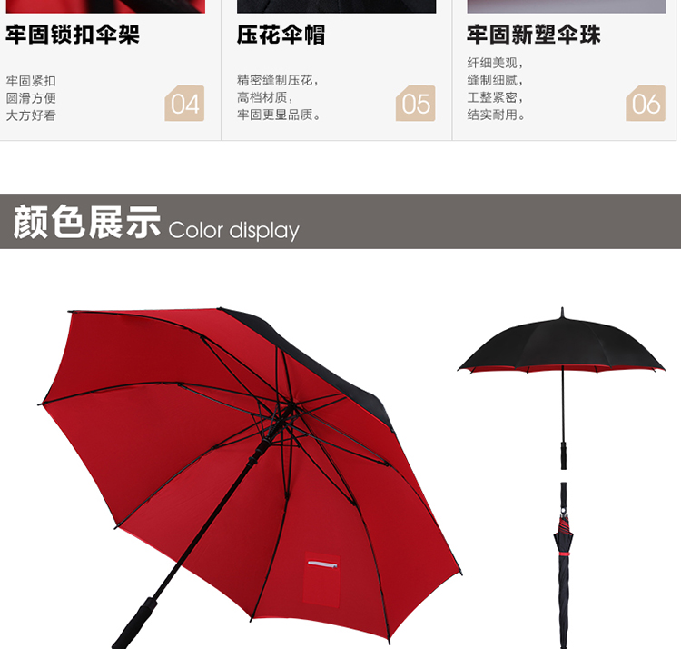 匠之心雨伞男士遮阳伞创意长柄伞双层伞布内侧收纳口袋设计防暴雨专用伞超大防风伞3人用 外蓝内黄