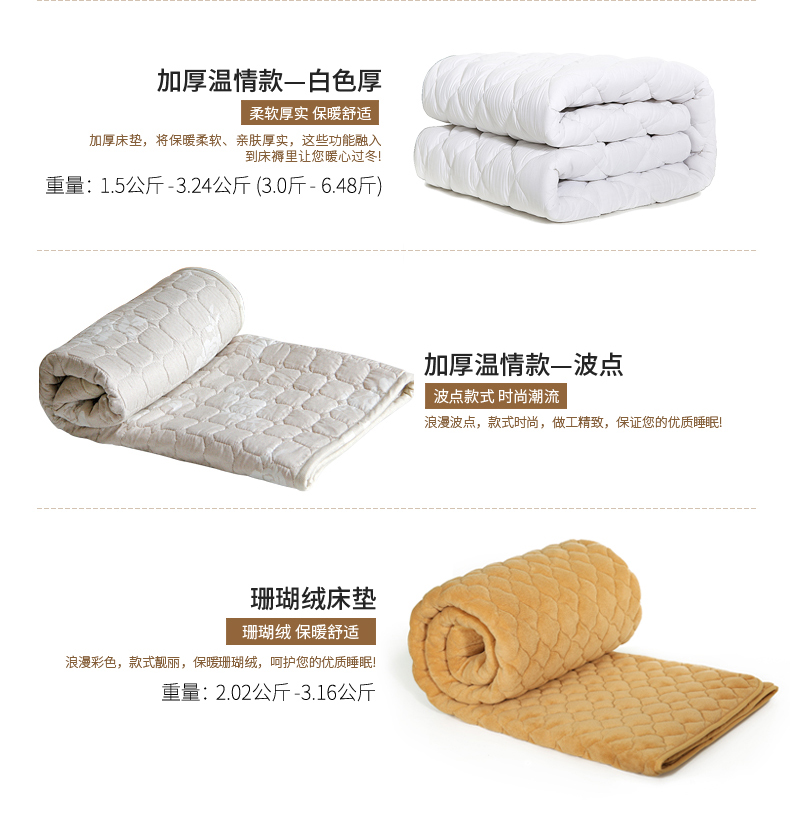 
                                        菲罗菈家纺 床褥 床护垫 席梦思防滑床护垫 薄床垫床褥四季可折叠学生宿舍 加厚床褥1.5米床 白色厚 150cm*200cm                