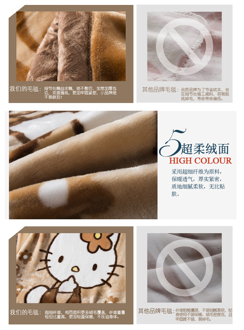 飒暖姿毛毯被加厚学生宿舍单人盖毯子拉舍尔卡通儿童加厚毯床上用品 KT猫-蓝色 150*200cm(4斤)