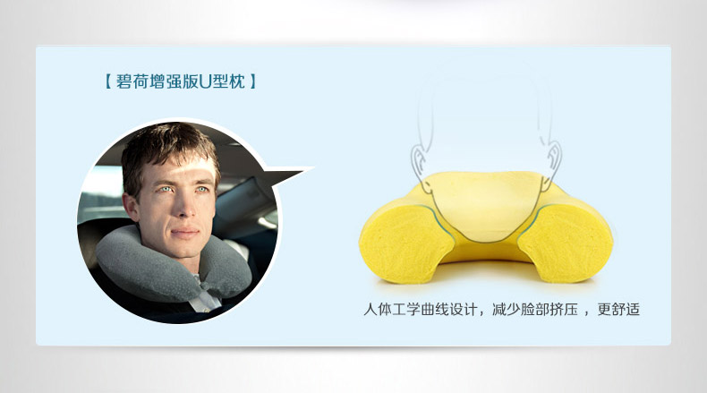 P.Health碧荷 记忆棉U型颈椎护颈枕 飞机旅行枕午睡枕头 记忆棉U枕 藏蓝(含收纳袋)