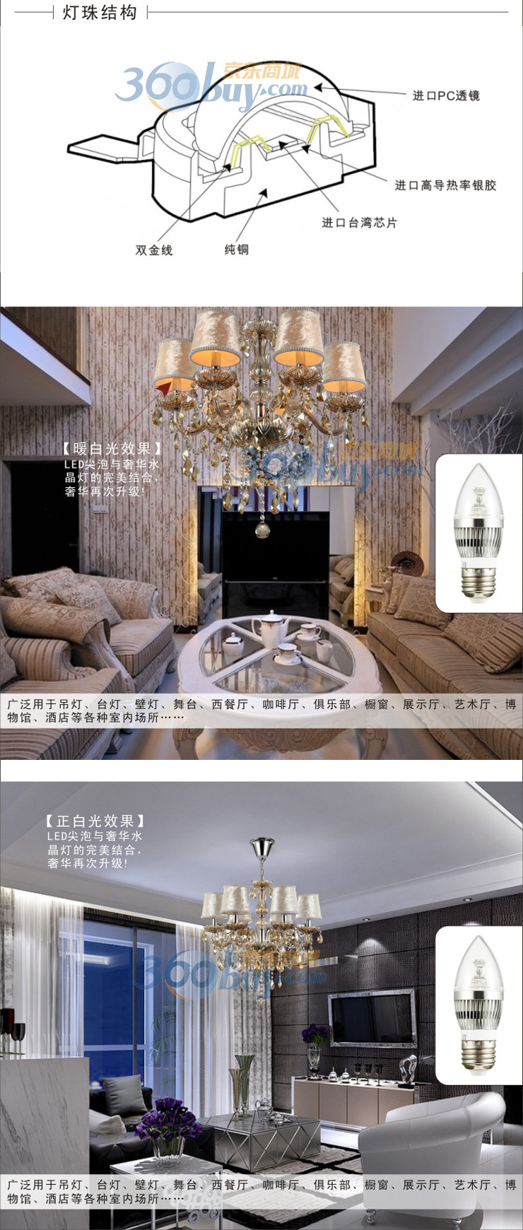 佐拉 Lamp LED灯泡3W4W灯泡蜡烛拉尾灯尖泡E27/E14螺旋小螺口6001 E14-4W白光-6001