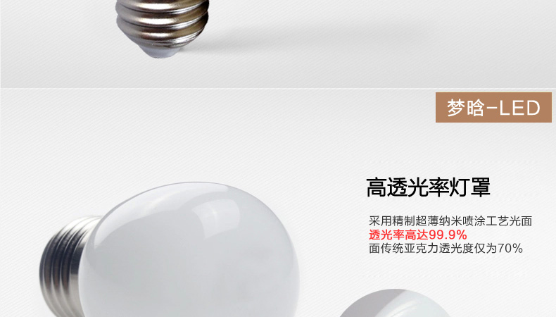 梦晗LED灯泡E27 节能螺口led灯5w球泡 正白暖白光源灯具MH-5 正白光
