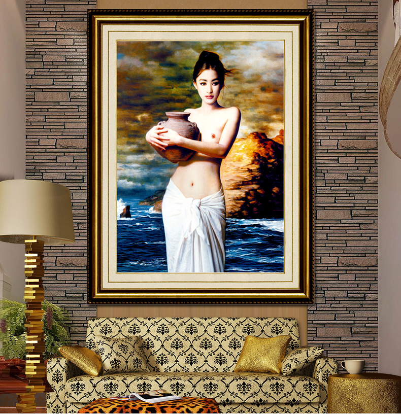 
                                        鸿胤蒙娜丽莎水晶粘钻十字绣满钻客厅钻石画抱陶女陶美人物画钻石绣贴钻画贴钻秀魔方钻圆钻客厅挂 QT6392 长0.55米*宽0.75米                