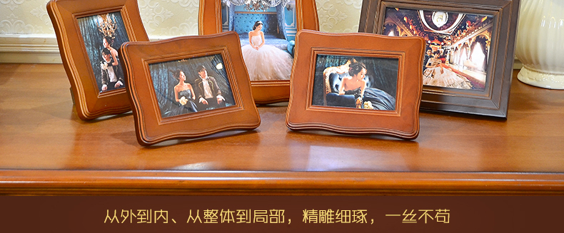 古笛 实木圆边欧式相框 7寸 10寸 挂墙 摆台 复古相架 创意相片架 红色 7寸摆式( 高档欧式 )