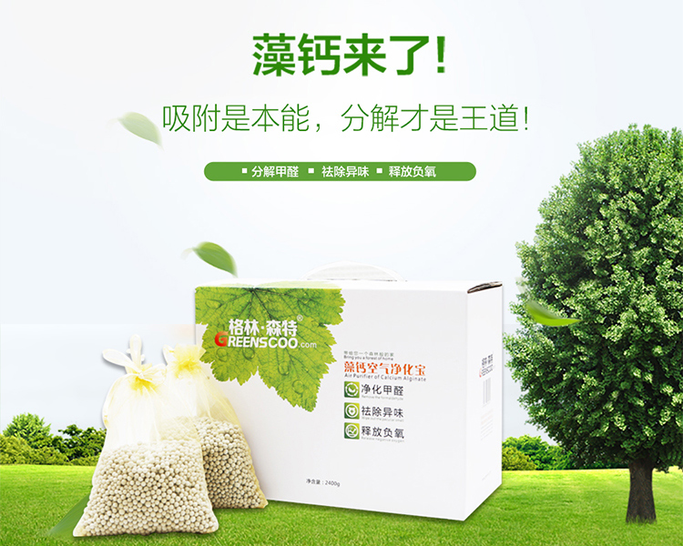 格林·森特 藻钙空气净化宝2400g 家具新车室内装修除异味去甲醛 衣柜干燥剂