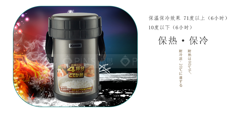 象印（ZOJIRUSHI）保温饭盒不锈钢保温桶三层便当盒真空焖烧杯2.0L