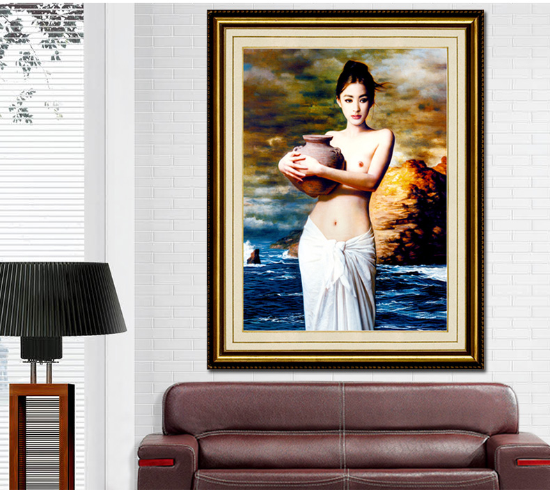 
                                        鸿胤蒙娜丽莎水晶粘钻十字绣满钻客厅钻石画抱陶女陶美人物画钻石绣贴钻画贴钻秀魔方钻圆钻客厅挂 QT6392 长0.55米*宽0.75米                